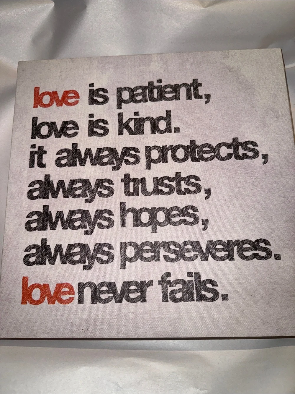 Love Typography Canvas Print - Red & Black Text